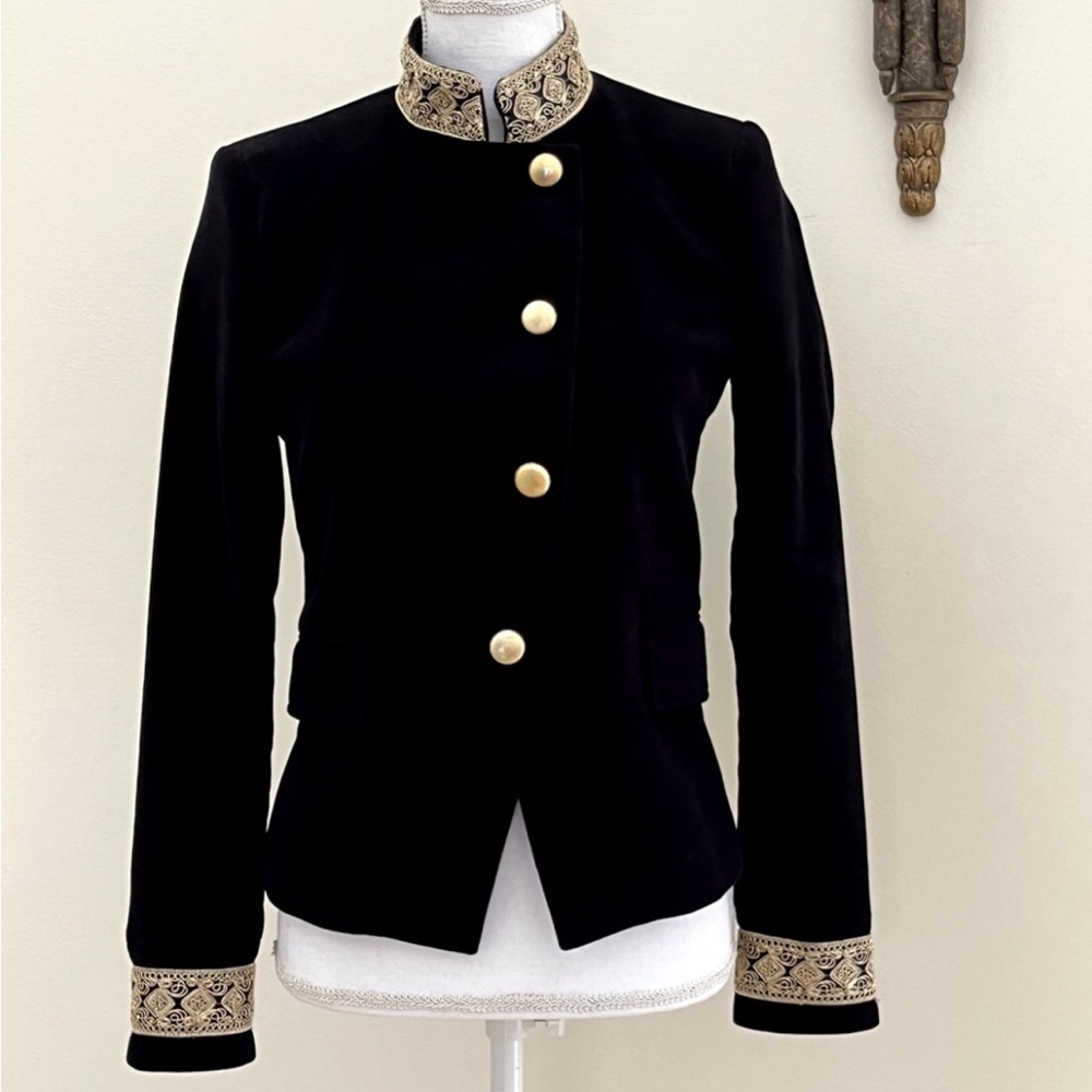 Beautiful Zara velvet military jacket with gold embroidery